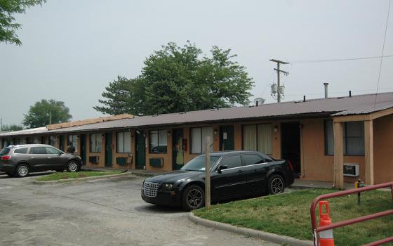The outside of the renovated Knights Inn in South Bend, Indiana, that now houses the Motels4Now project to offer immediate housing to persons experiencing homelessness (Bill Odell)