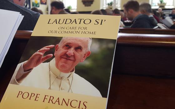 Pope Francis' 2015 encyclical on the environment, "Laudato Si', on Care for Our Common Home," is seen during an ecumenical study day on the document in York, England, in 2016. (Flickr/British Province of Carmelites/Johan Bergström-Allen)