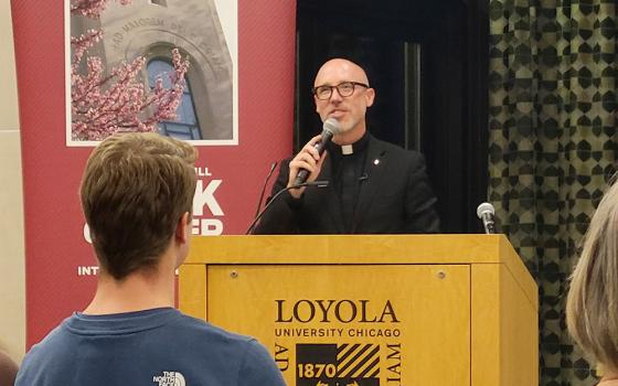 Jesuit Fr. Paddy Gilger speaks Nov. 9 on "The Subject of Public Religion," a talk sponsored by the Hank Center for the Catholic Intellectual Heritage at Loyola University Chicago. (NCR photo/Heidi Schlumpf)