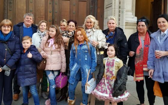 Presentation Sr. Bernadette Healey, far left, is pictured with a group of Travellers at Westminster Cathedral, London. 