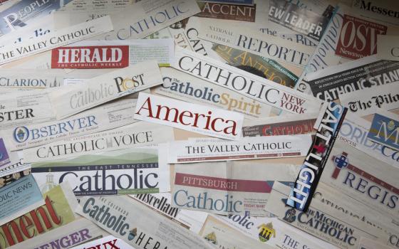 The mastheads of numerous Catholic newspapers are seen in this photo illustration. (CNS photo/Tyler Orsburn)