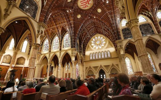 Holy Name Cathedral, seen here in this May 2017 photo, was one of 18 properties owned by the Chicago Archdiocese required by a city ordinance to benchmark, or track, its energy use. (CNS/Chicago Catholic/Karen Callaway)