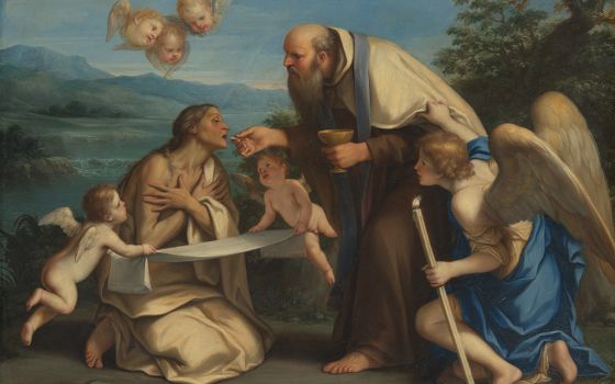 "The Last Communion of Saint Mary of Egypt," a 1680 painting by Marcantonio Franceschini (Metropolitan Museum of Art)