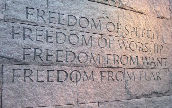An engraving of the Four Freedoms at the Franklin Delano Roosevelt Memorial in Washington, D.C. (Wikimedia Commons/Another Believer)
