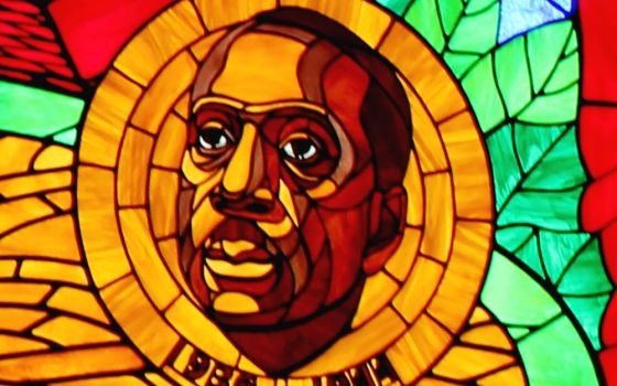 Theologian Howard Thurman is depicted in stained glass at Howard University in Washington, D.C. (Wikimedia Commons/Fourandsixty)