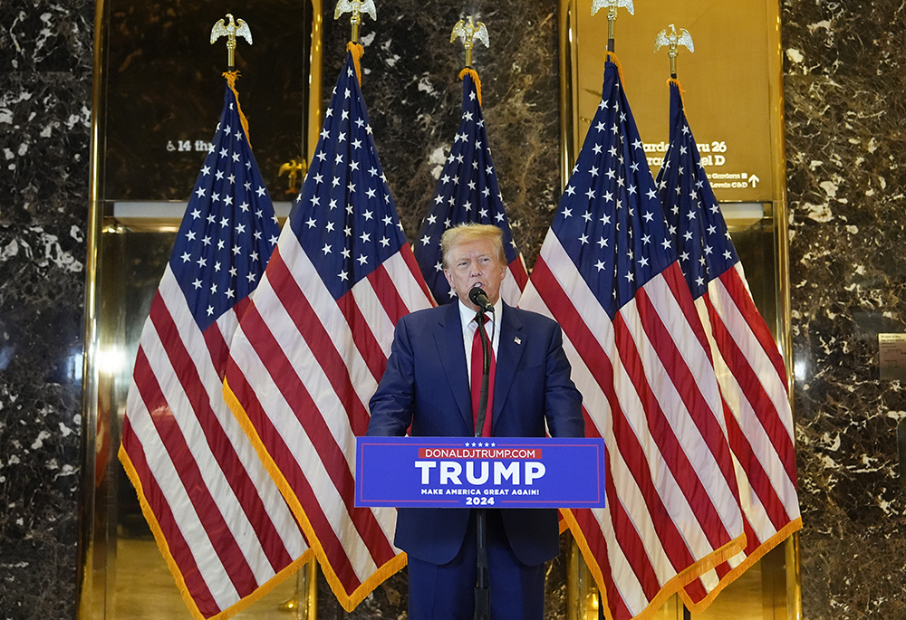 Former President Donald Trump speaks during a news conference at Trump Tower, May 31, 2024, in New York, a day after a New York jury found Trump guilty of 34 felony charges. (AP photo/Julia Nikhinson)