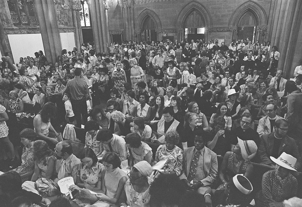 The congregation is pictured attending the ordination of 11 women priests at Church of the Advocate, July 29, 1974, in Philadelphia. (Brad Hess)