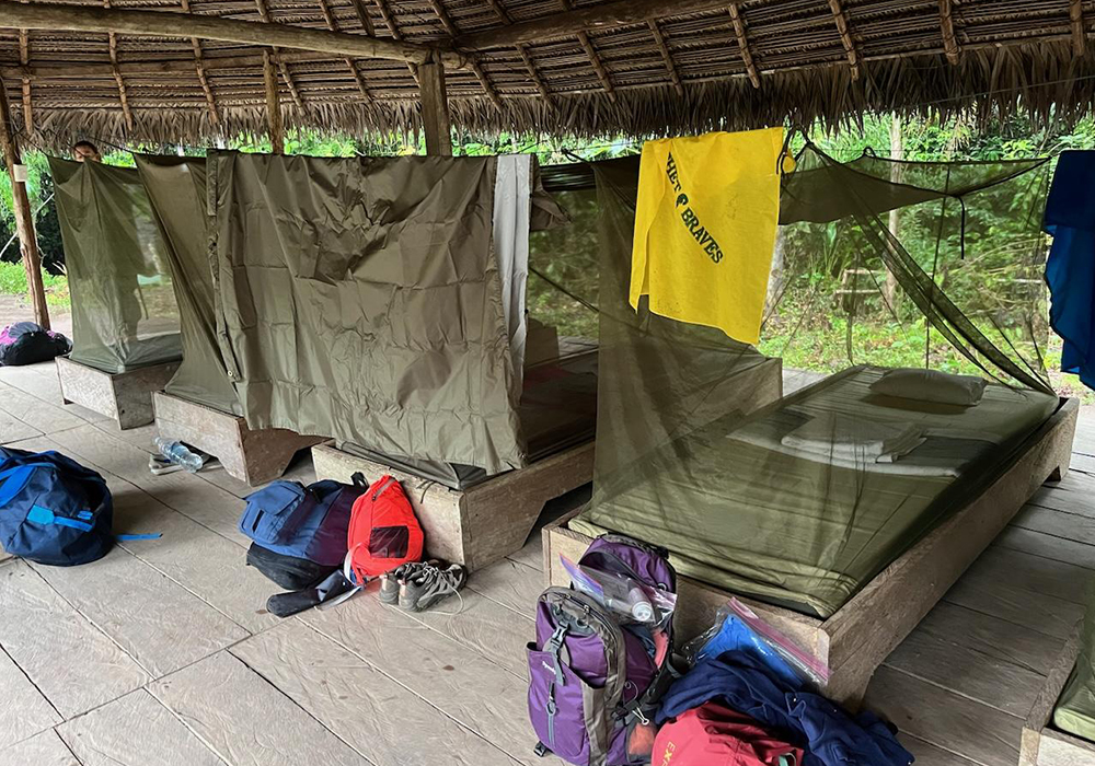 Maketai uses an ecotourism program to give visitors an up-close introduction to the Amazon rainforest and the Achuar people there. Visitors sleep in quarters like these at a lodge in Wausentsa. (Courtesy of Lorene Heck)