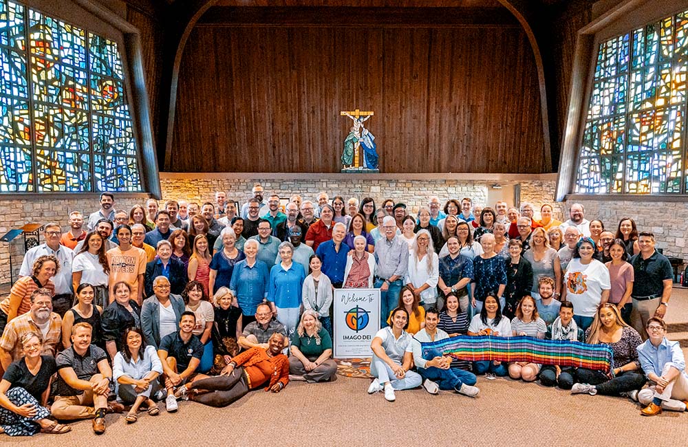 Participants in the Imago Dei assembly, held June 27-30 at the Bergamo Center for Lifelong Learning in Dayton, Ohio. The gathering was hosted by the LGBTQ+ Initiative of the Marianist Social Justice Collaborative. (Courtesy of LGBTQ+ Initiative)