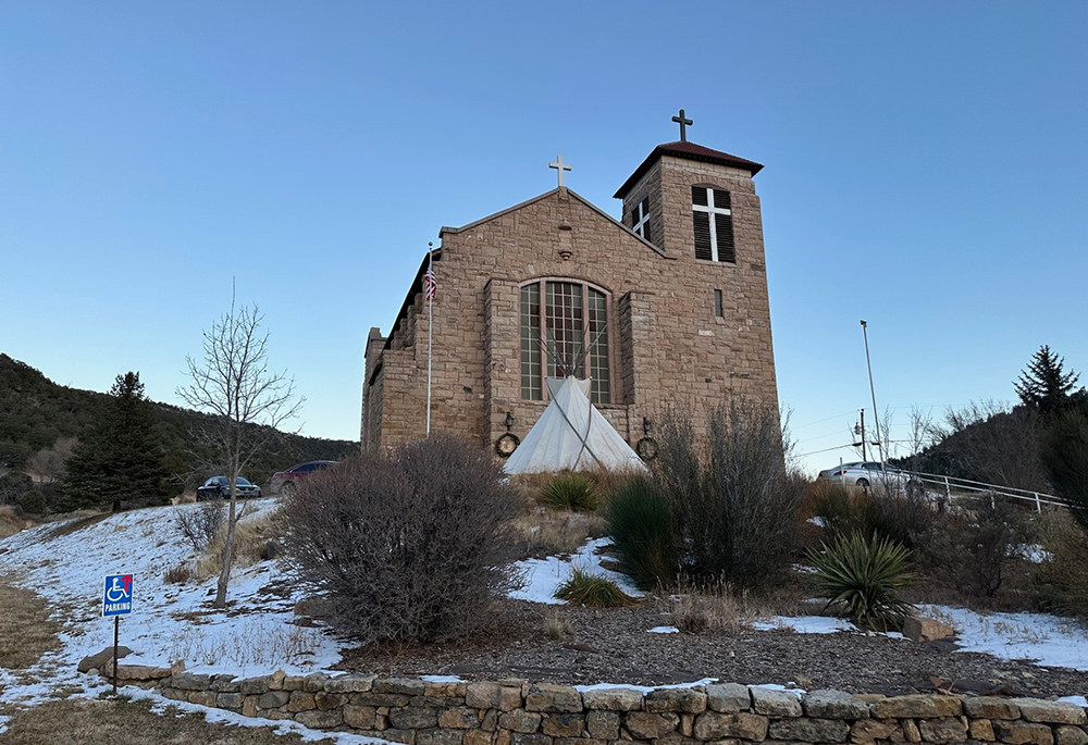 The exterior of St. Joseph Apache Mission in Mescalero, New Mexico (Courtesy of Dave Mercer)