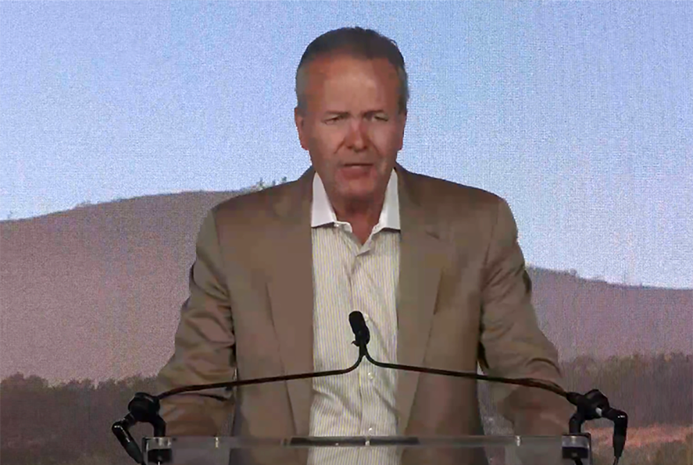 Timothy Busch, cofounder of the Napa Institute, speaks in the July 25 opening remarks during the organization's 14th annual summer conference. (NCR screenshot)