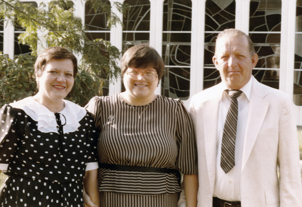 Sr. Kathy Brazda is pictured with her parents Theresa and Marvin Brazda in 1983. (Courtesy of Sr. Kathy Brazda)