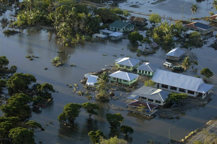 The devastation caused by the earthquake-generated tsunami is seen from an aerial view on the south coast of Samoa Sept. 30, 2009. A magnitude 8 undersea earthquake at dawn Sept. 29 set off a series of four giant waves. The disaster left more than 100 people dead, but the death toll was expected to rise. (CNS photo/New Zealand Defense Force, handout via Reuters)