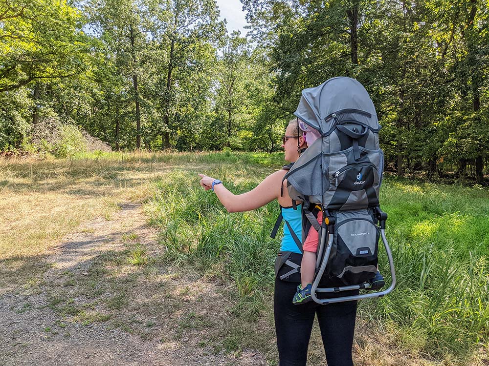 Mary Beth Keenan and her daughter on a hike in a forest near their home (Courtesy of Mary Beth Keenan)