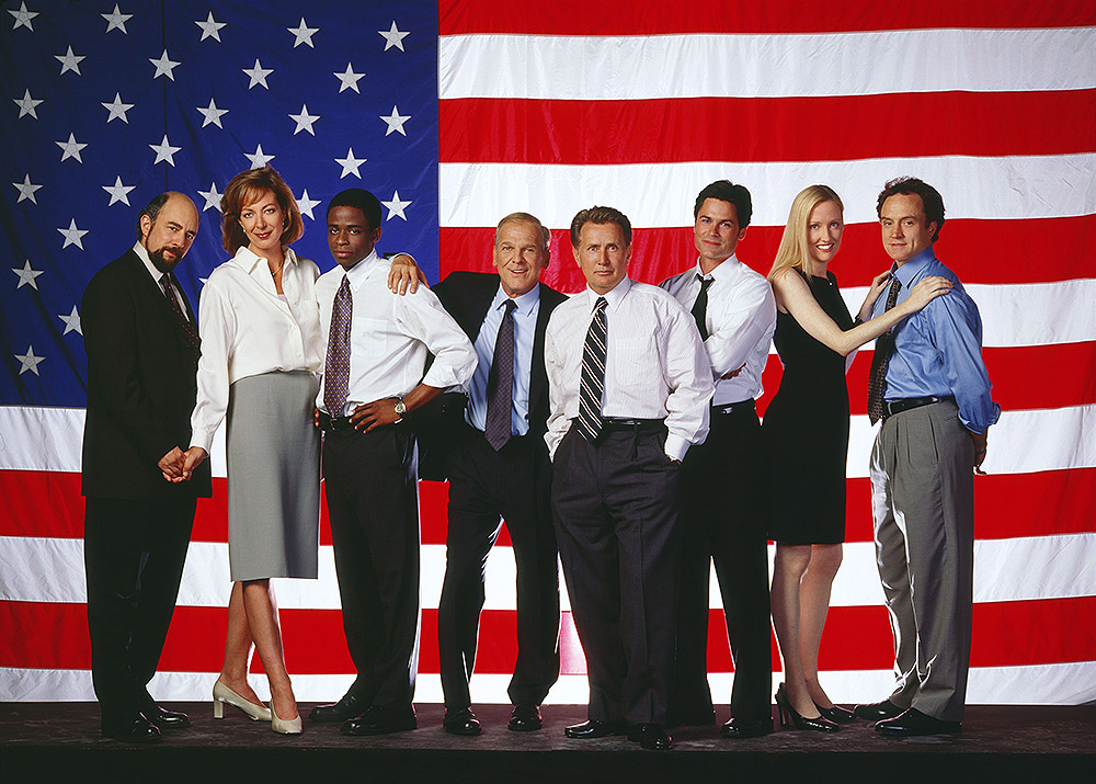 The cast of the television series "The West Wing" appears in a 1999 publicity photo. (Newscom/Album/NBC)