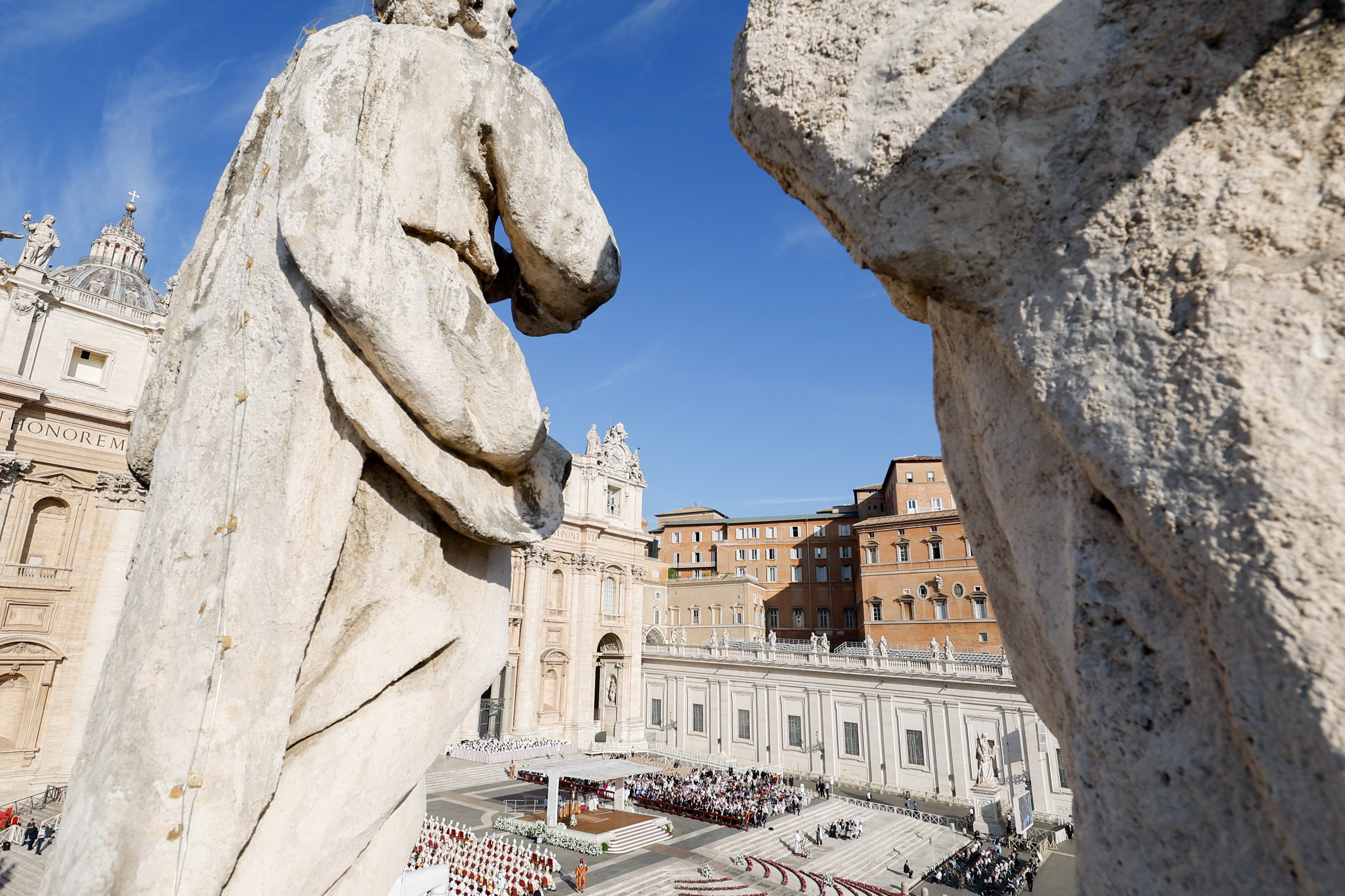 Pope Francis celebrates the opening Mass of the assembly of the Synod of Bishops in St. Peter’s Square at the Vatican Oct. 4, 2023. (CNS photo/Lola Gomez)