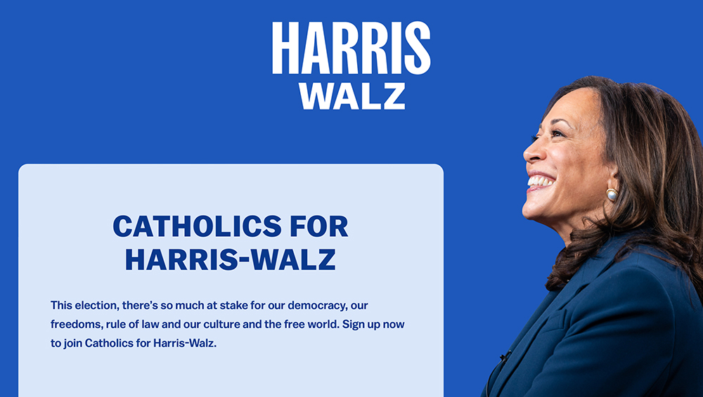 A screenshot of the Catholics for Harris-Walz website (NCR screenshot)