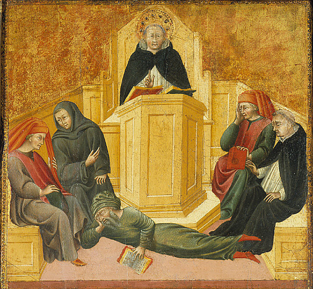 A painting of Aquinas from the Cingoli Cathedral, Italy (Sailko/Wikimedia Commons, CC BY)