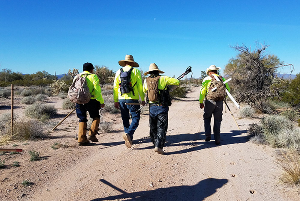 Volunteers from Aguilas del Desierto, a search and rescue organization, search the desert for people crossing the southern border into the United States or who have died in the attempt. (Courtesy of Aguilas del Desierto)