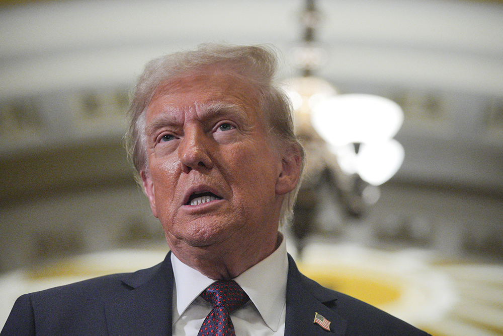 U.S. President-elect Donald Trump speaks after a meeting with Republicans in Congress at the U.S. Capitol building in Washington Jan. 8, 2025. (OSV News/Reuters file/Jeenah Moon)