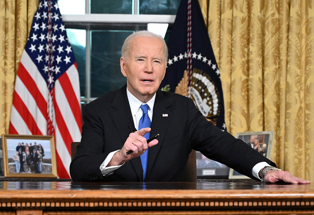 U.S. President Joe Biden delivers his farewell address to the nation from the Oval Office of the White House in Washington, D.C., on Jan. 15. (OSV News/Pool via Reuters/Mandel Ngan)