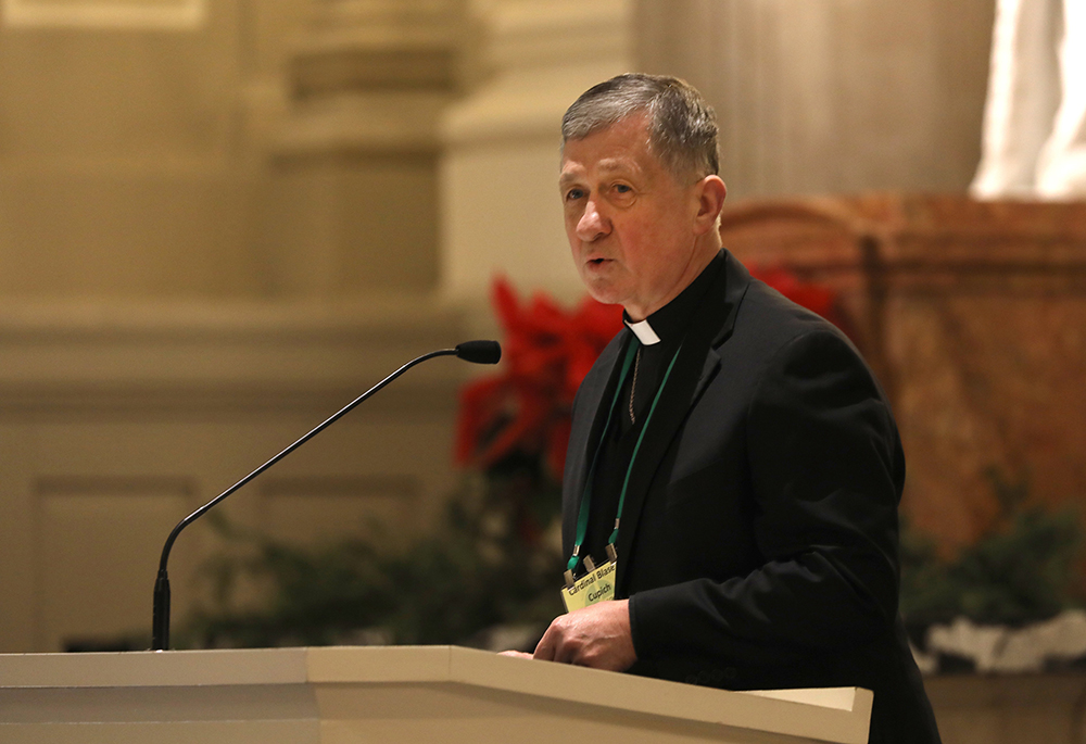 Chicago Cardinal Blase Cupich is pictured in a 2019 photo. In remarks Jan. 19 at the Basilica of Our Lady of Guadalupe in Mexico City, where he was participating in a pilgrimage, Cupich reassured migrants in his archdiocese that the Catholic community stands with them in the face of reported plans for a mass deportation by the new Trump administration of people in the U.S. without authorization. (OSV News/Bob Roller)