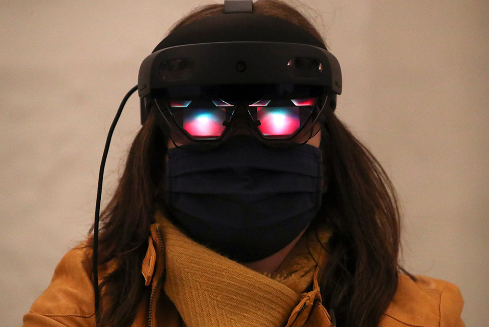 Virtual glasses using artificial intelligence are seen in this photo.