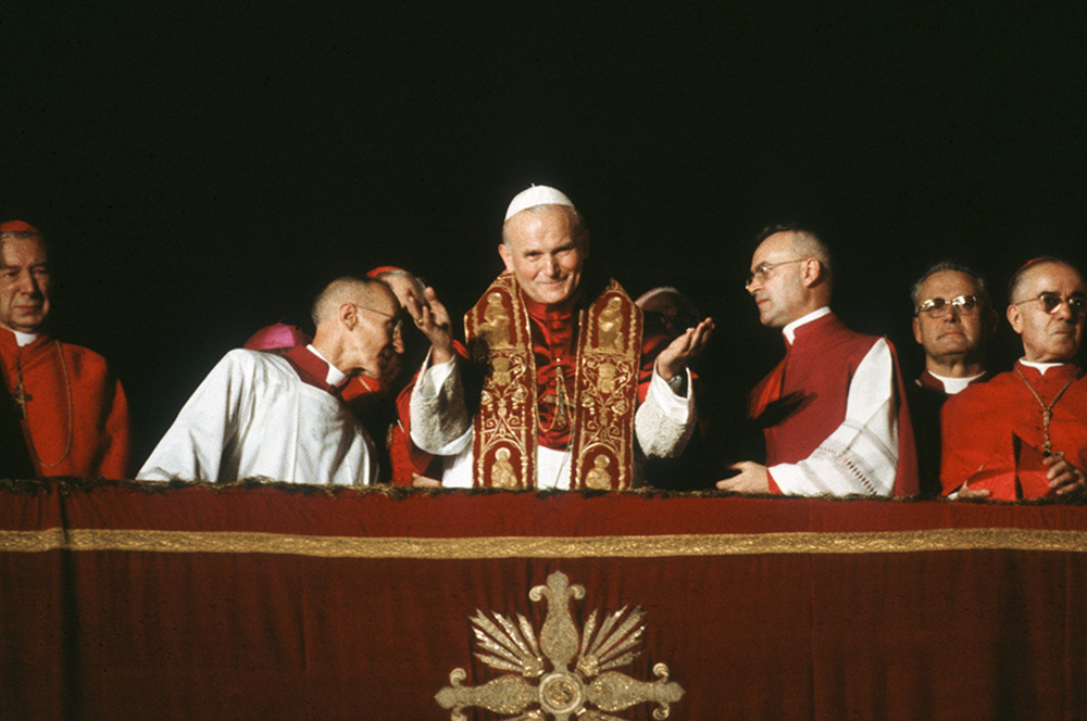 Pope John Paul II appears on the balcony at St. Peter's Basilica following his election to head the Catholic Church on Oct. 16, 1978. (OSV News/Catholic Press Photo/Giancarlo Giuliani)