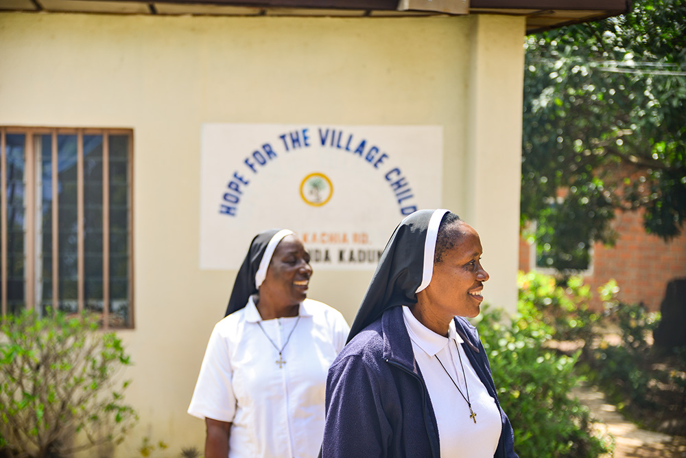 Srs. Juliana Ekwoanya (foreground) and Marie Wakdok at the Hope for the Village Child Foundation in Kaduna, north central Nigeria (Patrick Egwu)