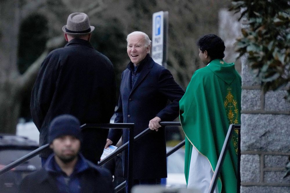 Biden on church steps