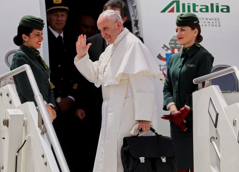 Pope on plane