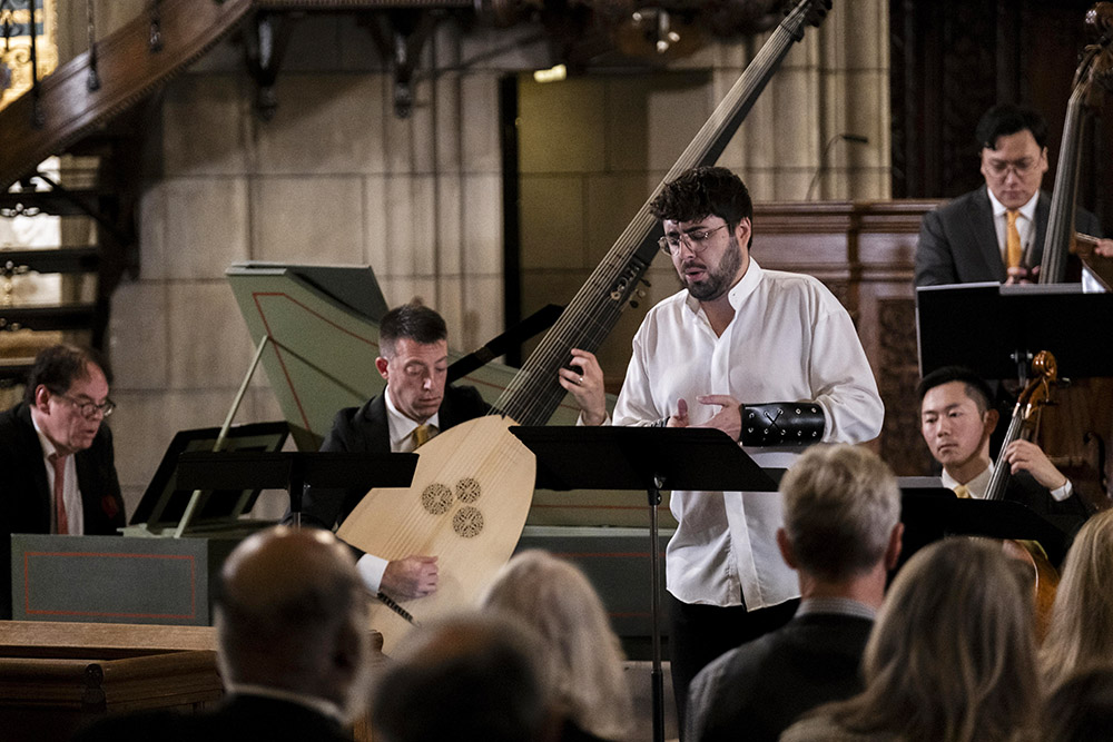 Victor Bento performs as St. Adrian (countertenor) in "Sweet Chains" on Oct. 19, 2024, at St. Vincent Ferrer Church in New York City. (Courtesy of David Thompson Fairchild)