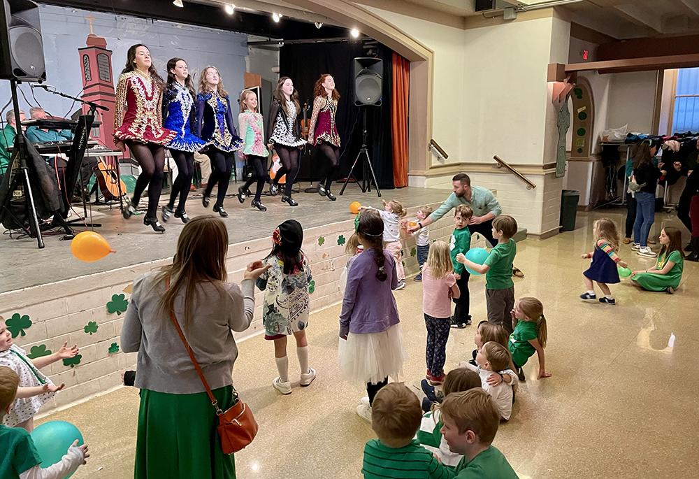 Dancers from the Culkin School of Traditional Irish Dance perform at St. Peter’s Church in March 2023. (NCR photo/James V. Grimaldi)