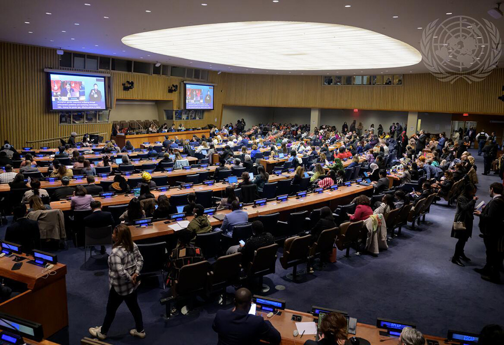 A view of the third plenary meeting of the United Nations' 69th session of the Commission on the Status of Women (UN photo/Manuel Elías)