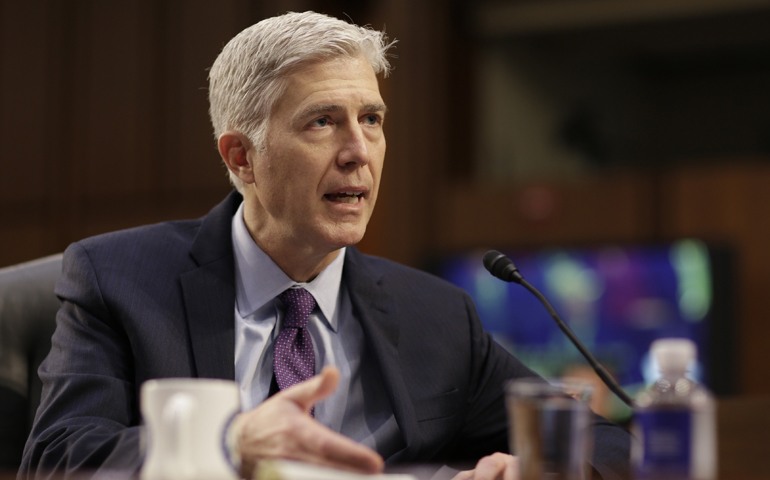 Judge Neil Gorsuch testifies during the second day of his Senate Judiciary Committee confirmation hearing March 21 on Capitol Hill in Washington. (CNS/Joshua Roberts, Reuters)