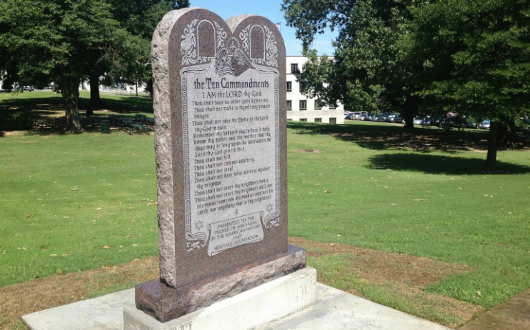 Controversial Ten Commandments monument built on Arkansas state