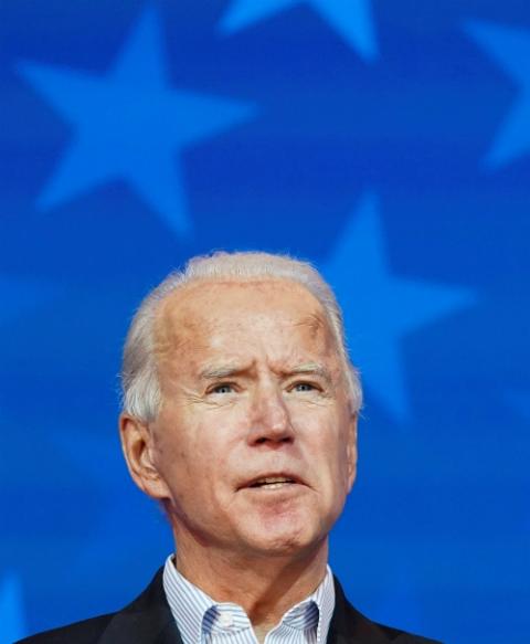 Joe Biden makes a statement on the presidential election results during a brief appearance before reporters in Wilmington, Delaware, Nov. 5. (CNS/Reuters/Kevin Lamarque)