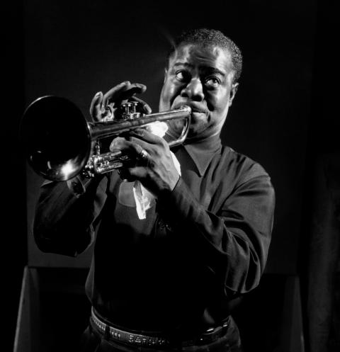 American Legendary Jazz Trumpeter LOUIS ARMSTRONG @ Music Hall 1954 Press  Photo