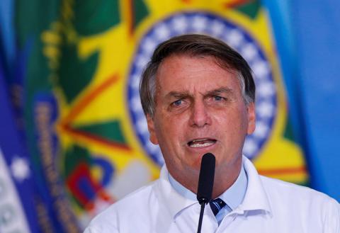 Then-President Jair Bolsonaro speaks during a ceremony at the presidential palace Jan. 12, 2021, in Brasilia. (CNS/Reuters/Adriano Machado)