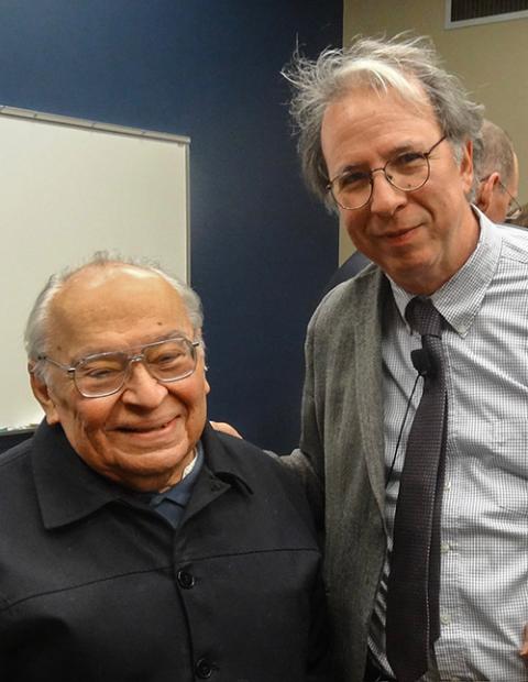 Dominican Fr. Gustavo Gutiérrez, left, with Robert Ellsberg, editor and publisher of Orbis Books, in an undated photo (Courtesy of Robert Ellsberg)