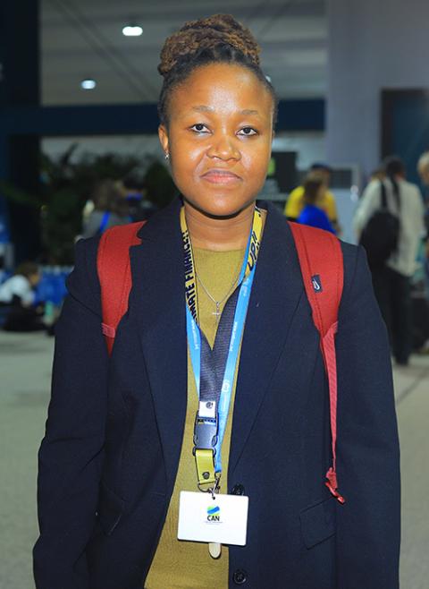 Lydia Lehlogonolo Machaka, energy and extractivism officer with the international Catholic development network CIDSE, is pictured during COP29 in Baku, Azerbaijan, on Nov. 11-22. (NCR photo/Doreen Ajiambo)