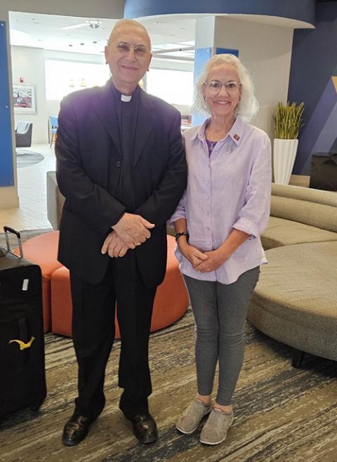 Cardinal Mario Zenari, apostolic nuncio to Syria, is pictured with Debra Tice. (Courtesy of Debra Tice)