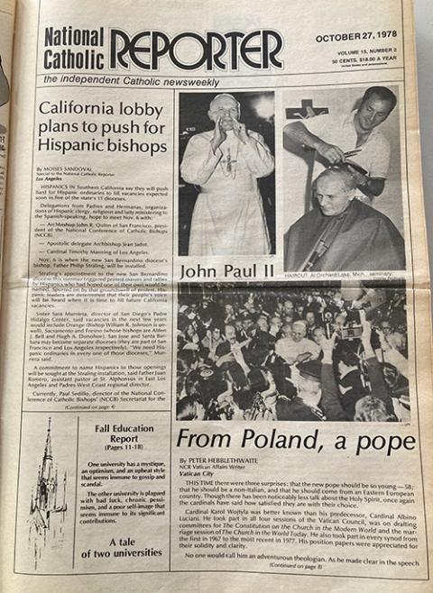 The front page of the Oct. 27, 1978 issue of the National Catholic Reporter (NCR photo)