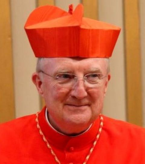 New English Cardinal Arthur Roche, prefect of the Dicastery for Divine Worship and the Sacraments, is pictured at a reception after a consistory for the creation of 20 new cardinals at the Vatican Aug. 27. (CNS/Paul Haring)