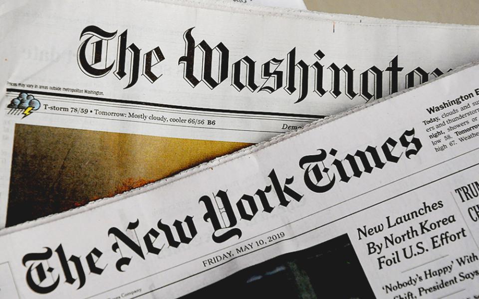 Print editions of The Washington Post and The New York Times (Dreamstime/Deanpictures)