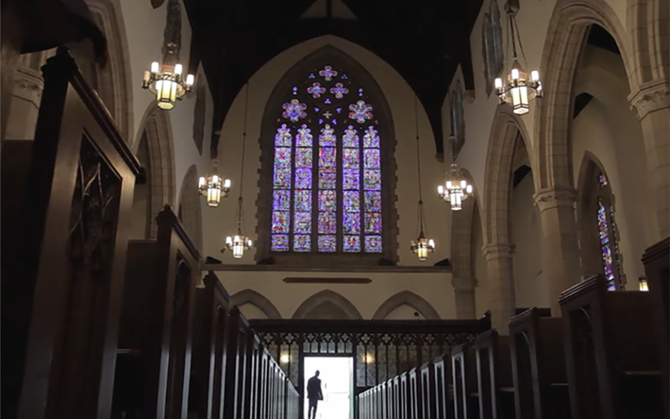 An image of an empty church from the teaser trailer of "Doubt: A Parable," returning to Broadway in February at Roundabout Theatre Company. (NCR screenshot/YouTube)