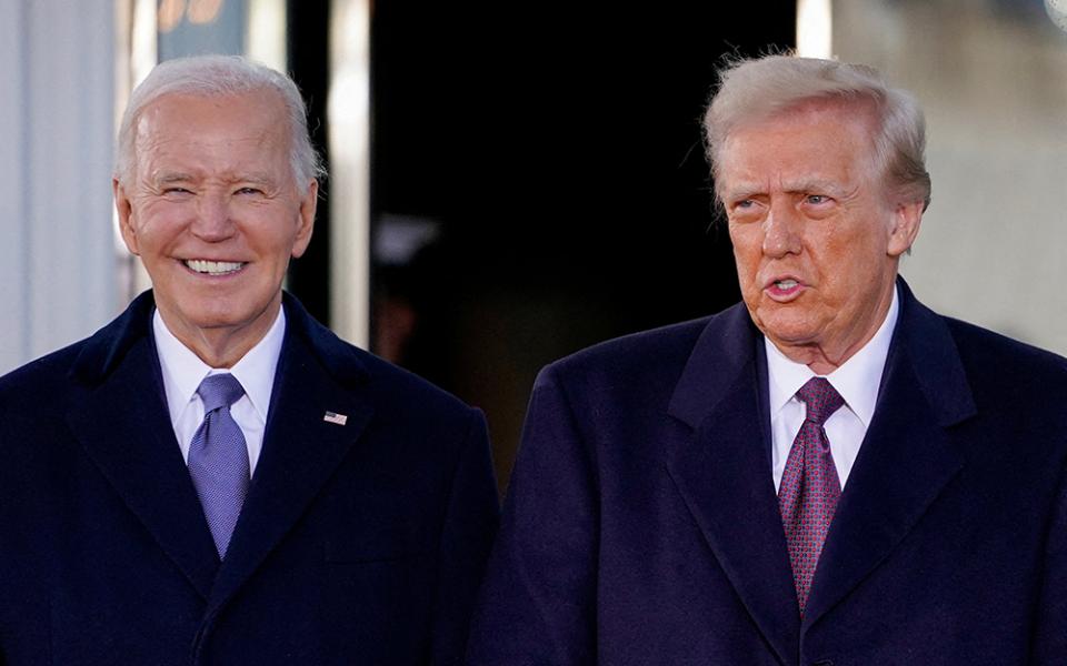 U.S. President Joe Biden poses with President-elect Donald Trump in Washington on Inauguration Day, Jan. 20, 2025, ahead of Trump's swearing-in as the nation's 47th president and the beginning of his second presidential term. (OSV News/Reuters/Nathan Howard)