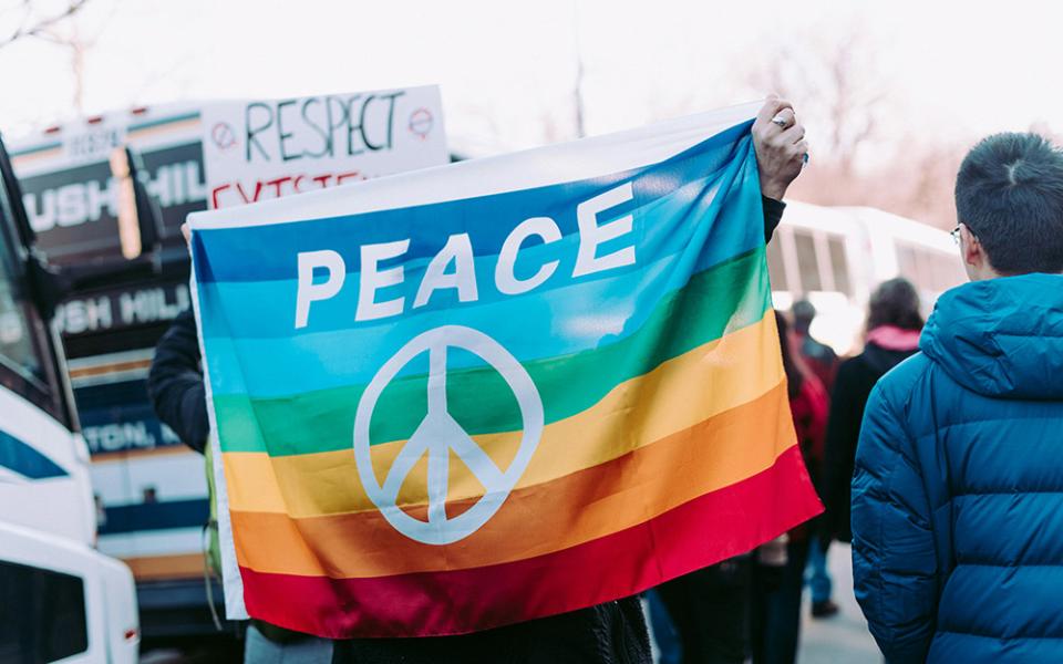 A flag denoting the word "Peace" (Unsplash/Alice Donovan Rouse)