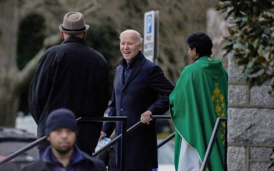 President Joe Biden smiles after attending Mass at St. Edmond Catholic Church in Rehoboth Beach, Delaware, Jan. 21, 2023. (OSV News/Reuters/Ken Cedeno)