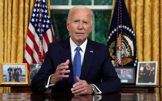 President Joe Biden addresses the nation from the Oval Office of the White House in Washington, D.C., July 24, about his decision to drop his Democratic presidential reelection bid. (OSV News/Evan Vucci, pool via Reuters)